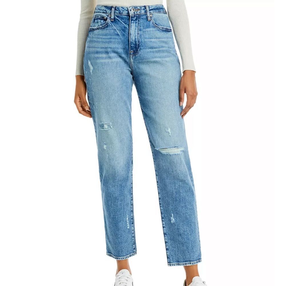 Jonathan Simkhai Trevor High Rise Distressed Tapered Jeans 28